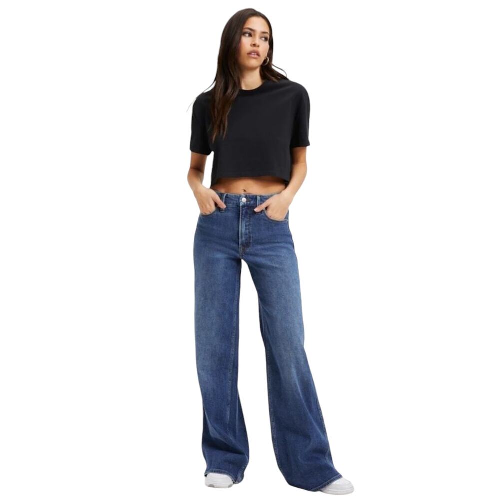 Good American Good Skate Wide Leg Jeans Denim Women's 14/32 Baggy Loose Fit Blue